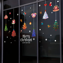Christmas Tree Stickers Ornaments Cartoon Animal Transparent Wall Stickers