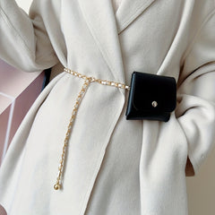 Braided Chain Belt with Detachable Waist Bag for Women