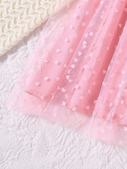 2Pcs Girls' Cartoon Portrait T-Shirt & Polka Dots Tutu Skirt Set