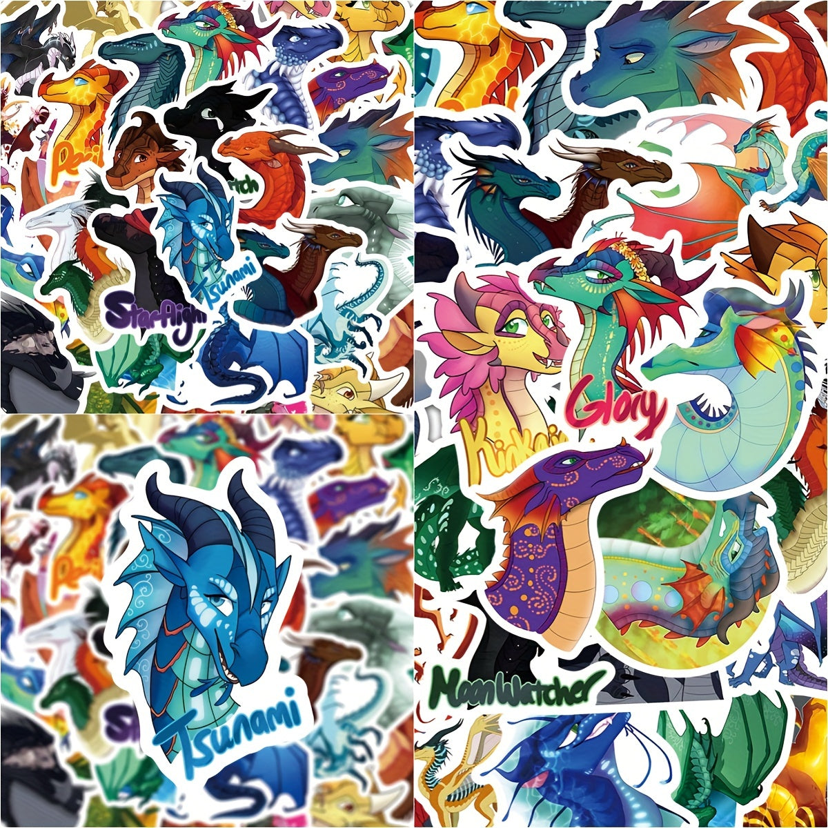 60pcs Fire Wing Dragon Anime Phone Case Stickers Waterproof DIY Decoration