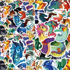 60pcs Fire Wing Dragon Anime Phone Case Stickers Waterproof DIY Decoration