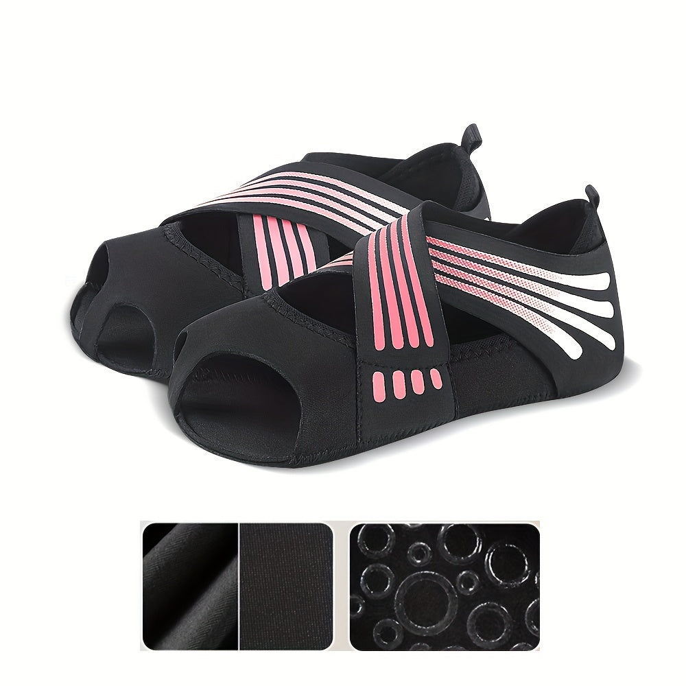 Yoga Socks Toeless Non Slip Grips Straps Pilates Barre Ballet Bikram Workout