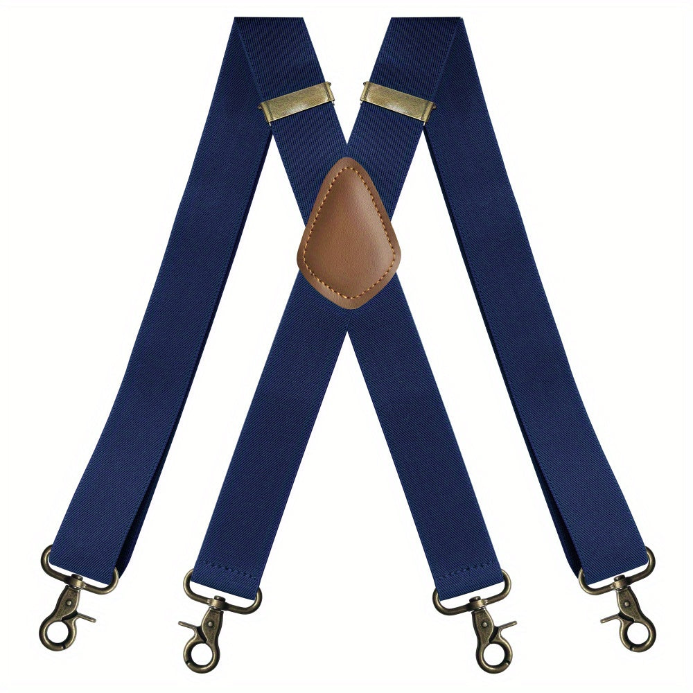 Men's Adjustable Elastic Suspenders Trouser Braces 3X back 4 Snap Hooks