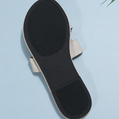 Women's Flat Slides Open Toe Leather Sandals
