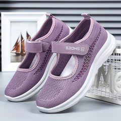 Women's Knitted Hook & Loop Casual Shoes Soft Sole Flat Shoes