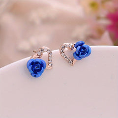 Love Rose Flower Stud Earrings for Women