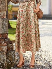 Women's Plus Size Boho Skirt Paisley Print Pleated Retro Skirt