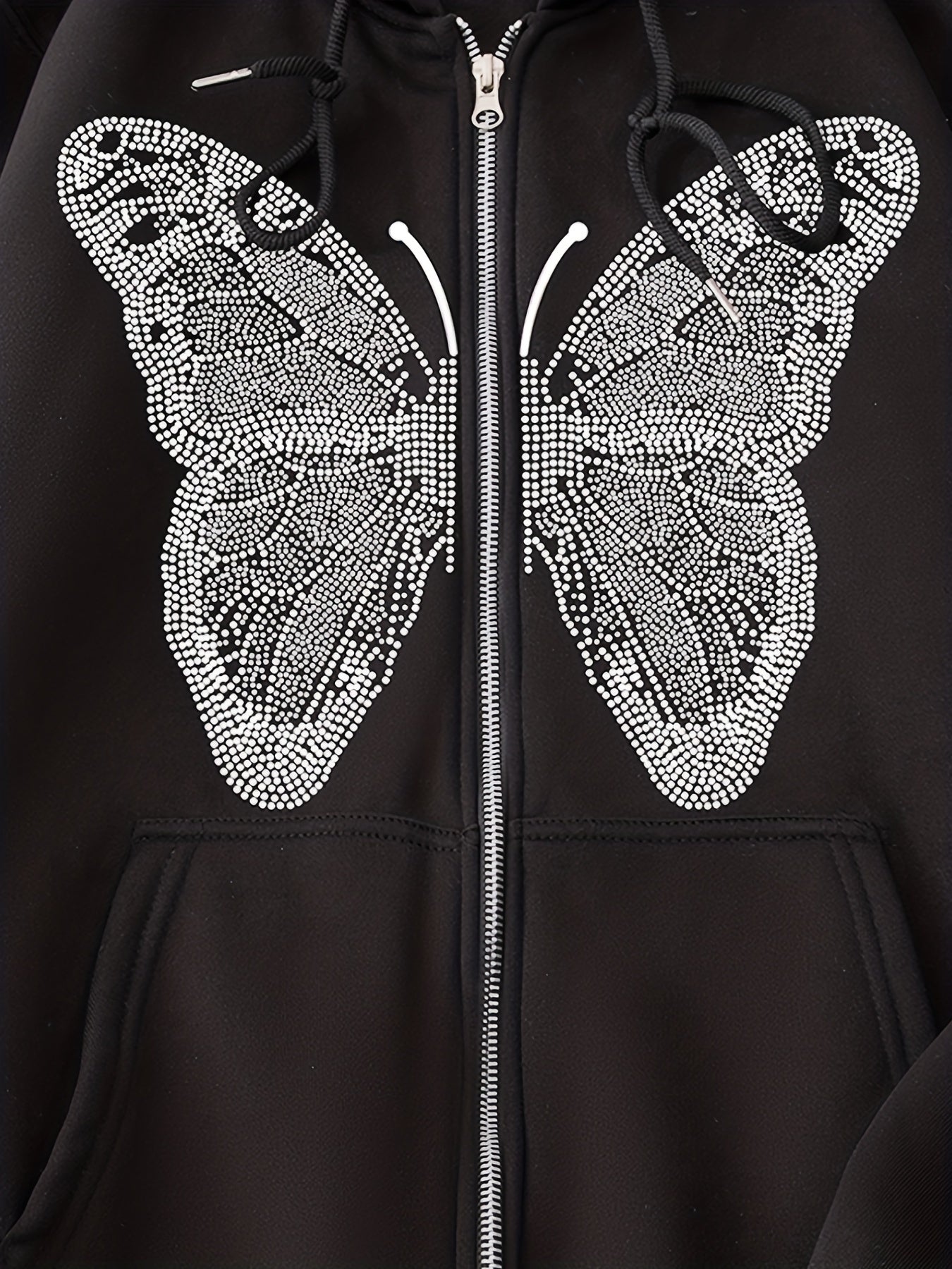 Butterfly Print Long Sleeve Hoodie Sweatshirt Zip Up Hoodies