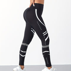Stripes High Waist Yoga Pants Tummy Control Hip Lifting Leggings