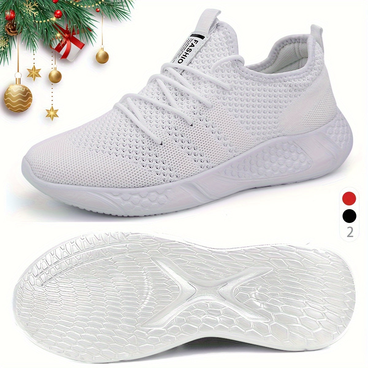 Solid Knitted Running Sports Sneakers Lace Up Mesh Outdoor Woven Sneakers