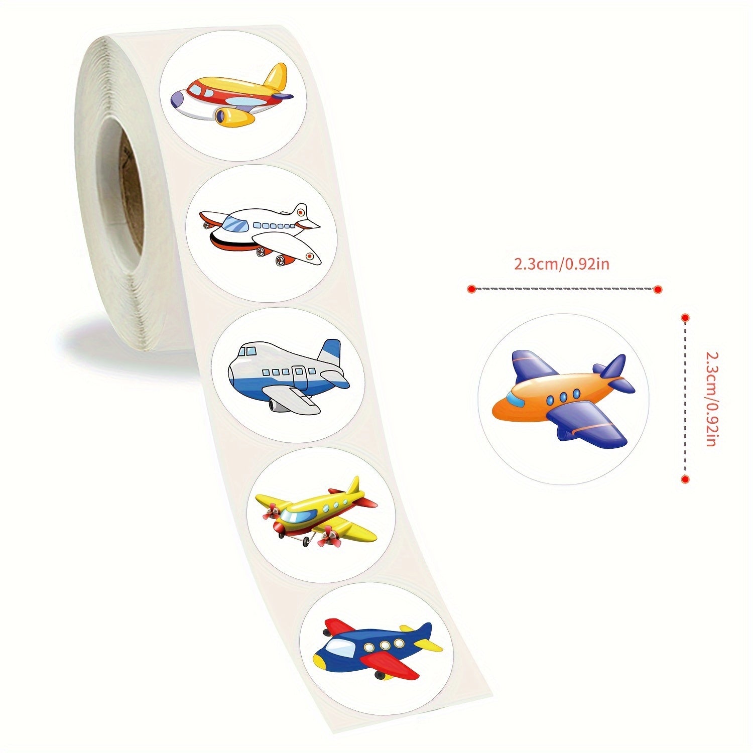 500pcs Cartoon Airplane Reward Stickers Roll - Decorative Stickers