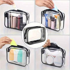 3pc Transparent Cosmetic Zipper Bags Waterproof Wash Bag Combo