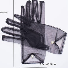 Vintage Bridal Gloves Lace Faux Pearl Wedding Accessories