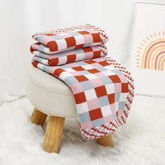 Colorful Plaid Knit Blanket Soft Warm Throw for Couch Bed Hand Wash