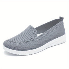 Women's Knitting Slip-On Flats Breathable Casual Low Top Walking Shoes