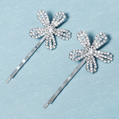 Silvery Flower Hair Pins Set Of Hair Pins Flowers