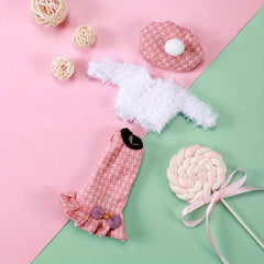 Pink Doll Dress Up Set Lace Skirt Sportswear Fishtail Suspenders