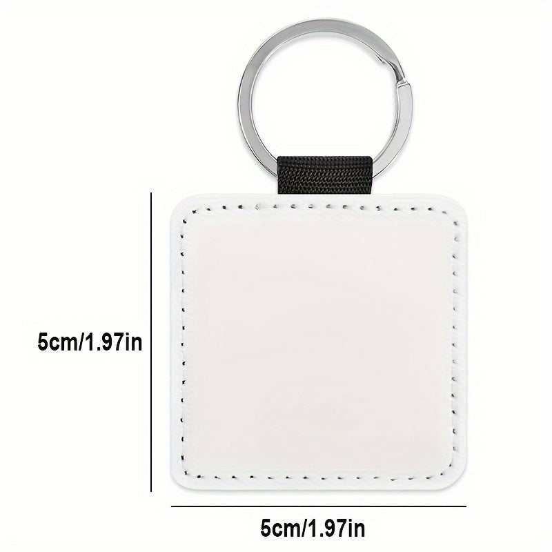 10pcs Sublimation Blank Glitter Square Keychain PU Leather Single Side Print