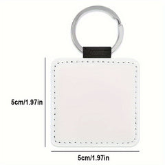 10pcs Sublimation Blank Glitter Square Keychain PU Leather Single Side Print