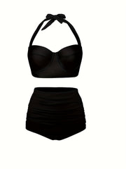 Molded Cup Halter Bra & Panty Bikini Set