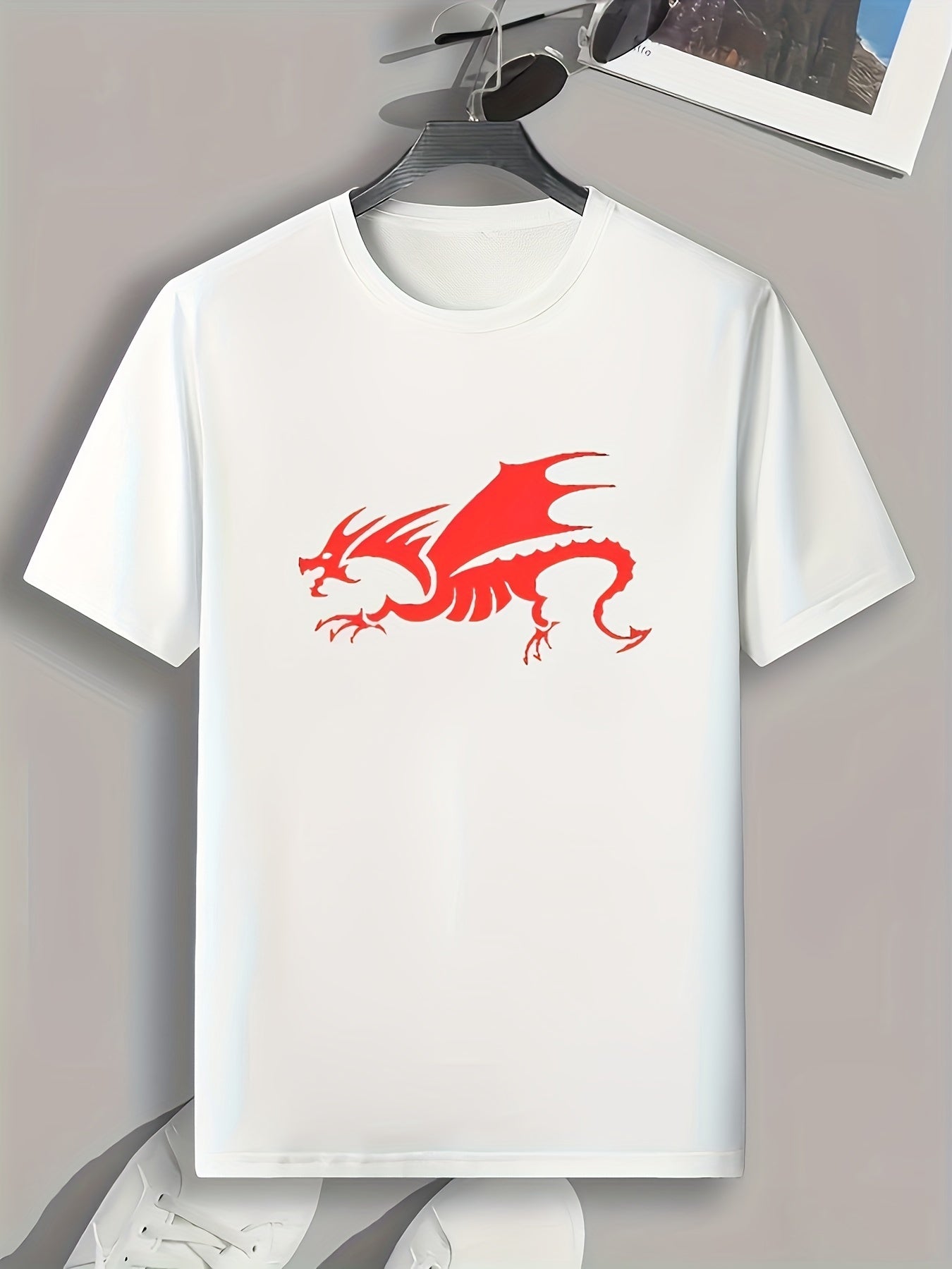 Dragon Pattern Print Men's Sports T-shirt - Summer Outdoor Clothing