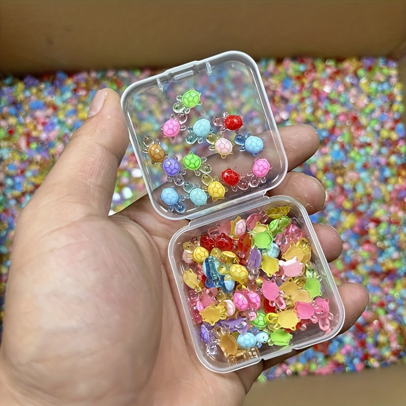 100pcs Glow in the Dark Mini Turtle Toys Multicolor Nail Art Charms