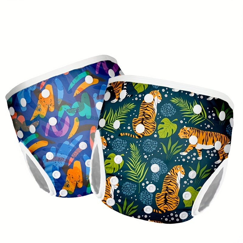 3 Years Reusable Baby Swimming Diapers Tiger Printed Washable Nappies Pool Pants