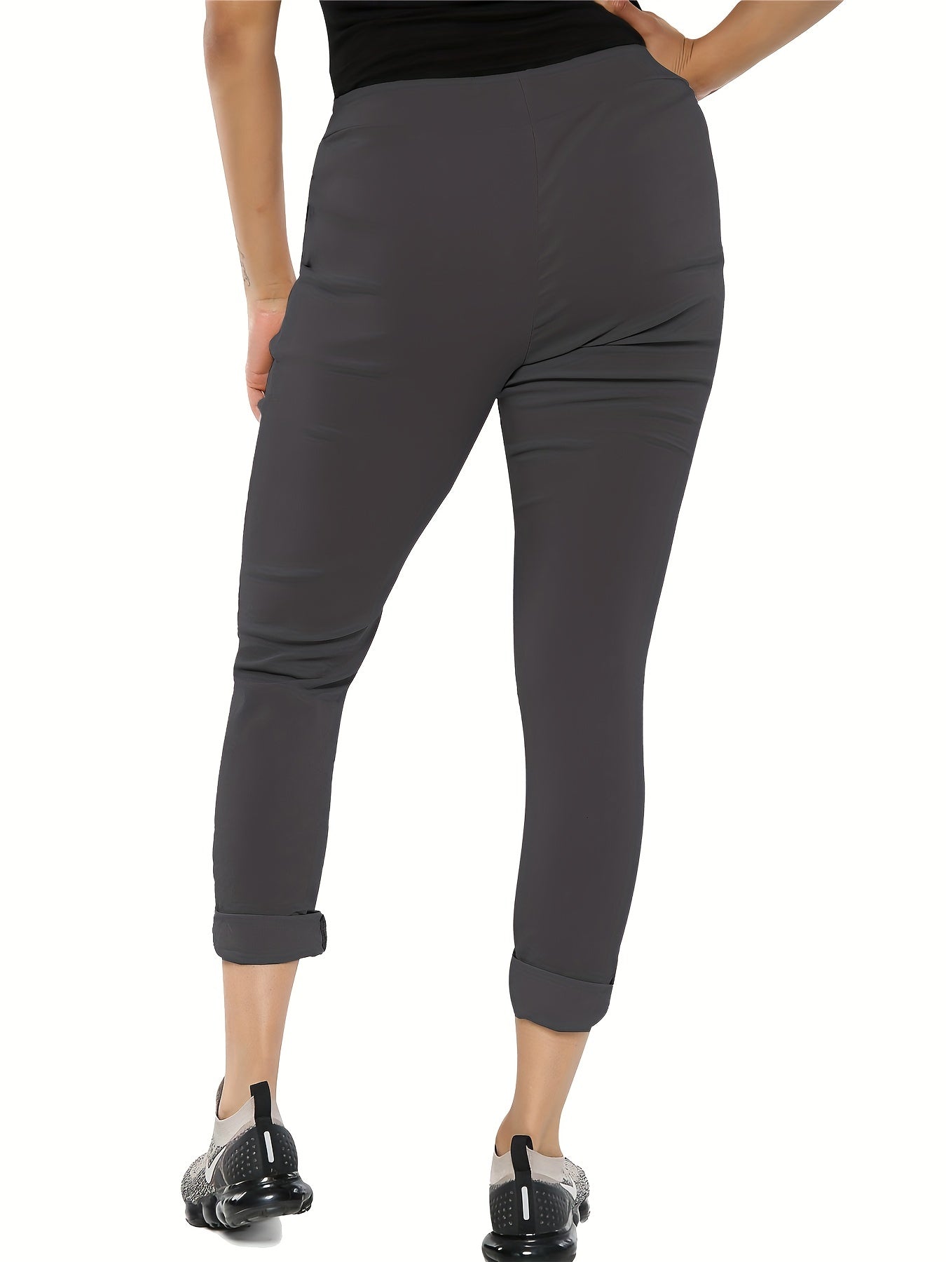 Solid Casual Drawstring Waist Pants