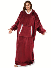 Fuzzy Hooded Night Robe Long Sleeve Women's Sleepwear