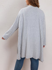 Casual Cardigan Women's Plus Solid Long Sleeve Open Front Cardigan