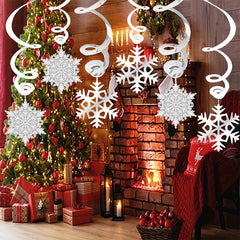 10pcs Snowflake Spiral Hanging Ornaments Christmas Decor