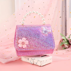Kids Small Bright Leather Butterfly Flower Crossbody Bag