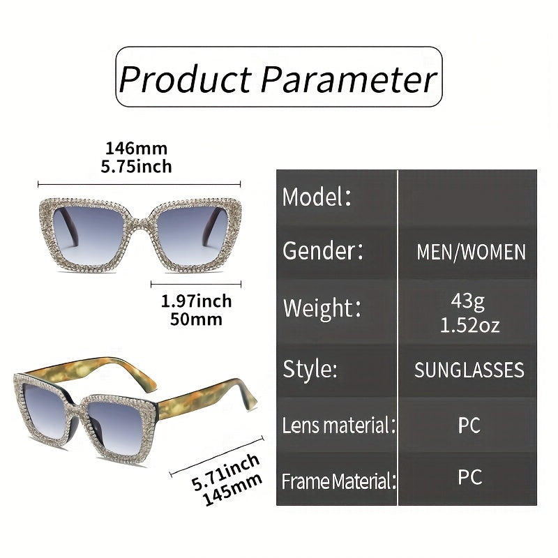 Y2K Cat Eye Sunglasses Rhinestone UV400 Summer Beach Decorative Glasses