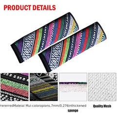 2pcs Cotton Linen Seat Belt Pads Rainbow Colorful