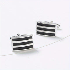 Rectangular Striped Paint French Cufflinks Suit Sleeve Nail