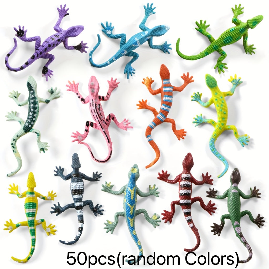50pcs Colorful PVC Lizard and Amphibian Figurines Playset for Kids and Adults