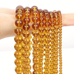 Amber Quartz Crystal Beads Natural Stone Round Spacer Bead Jewelry Making DIY