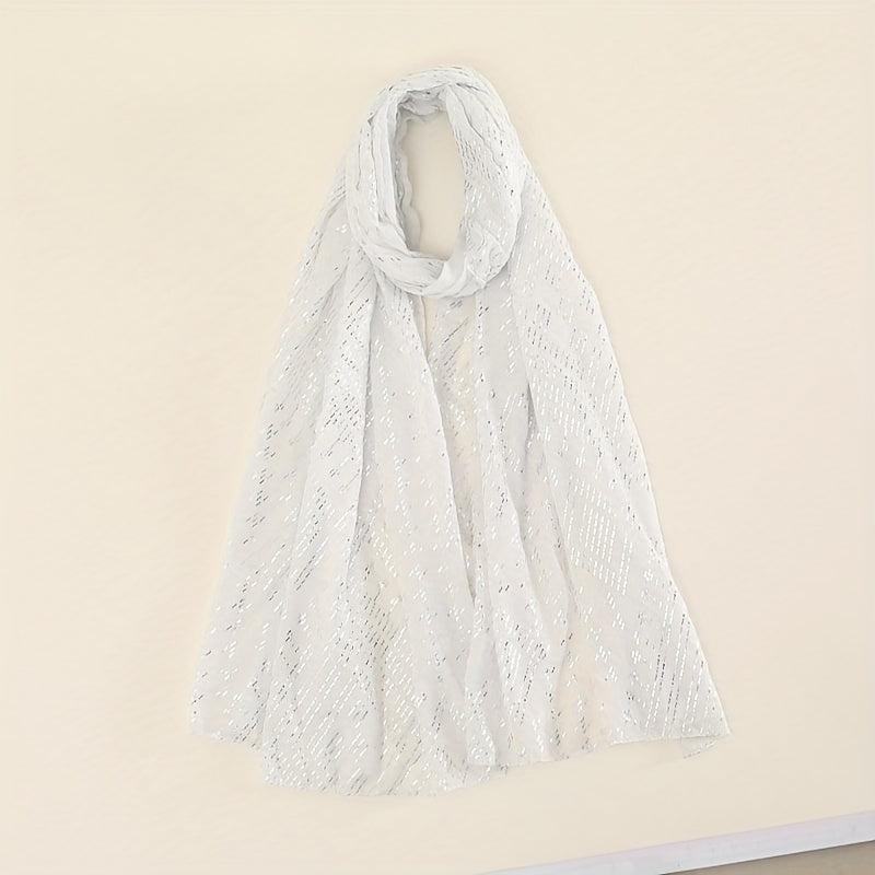 Beige Hot Stamping Scarf Vintage Cotton Large Shawl Women Hijab