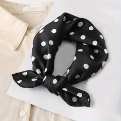 Dotted Classic Print Square Scarf Satin Neckerchief Bandana Head Wrap