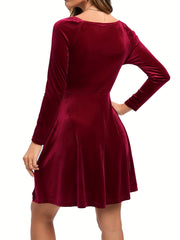 Surplice Neck Long Sleeve Mini Party Dress
