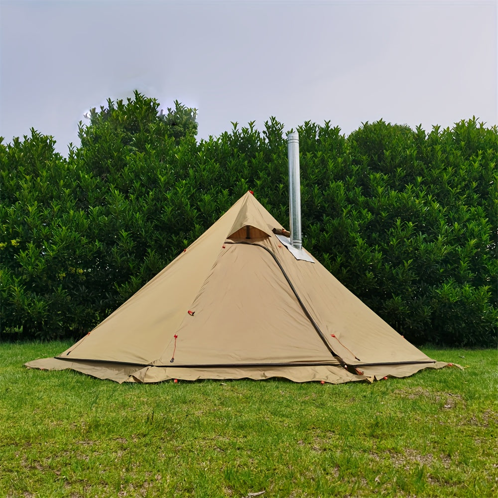 Large Pyramid Heat Tent 4 Seasons Camping Tent with Smoke Window Fireproof Cloth