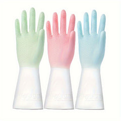 2pcs Set Kitchen Dish Washing Gloves PVC Rubber Silicone Latex