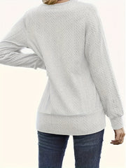 Solid Cable Knit Long Sleeve Top
