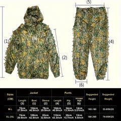 Lightweight Camo 3D Leafy Suit w/ Hood - Stay Hidden & Comfortable Outdoors