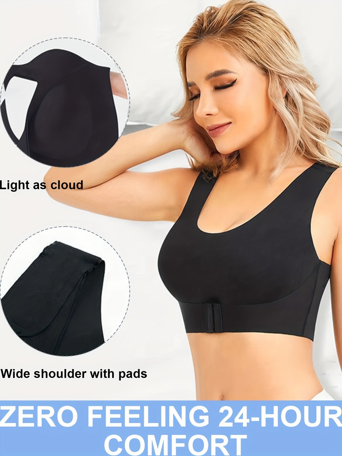 Wireless Sports Bra Front Buckle Running Workout Tank Bra
