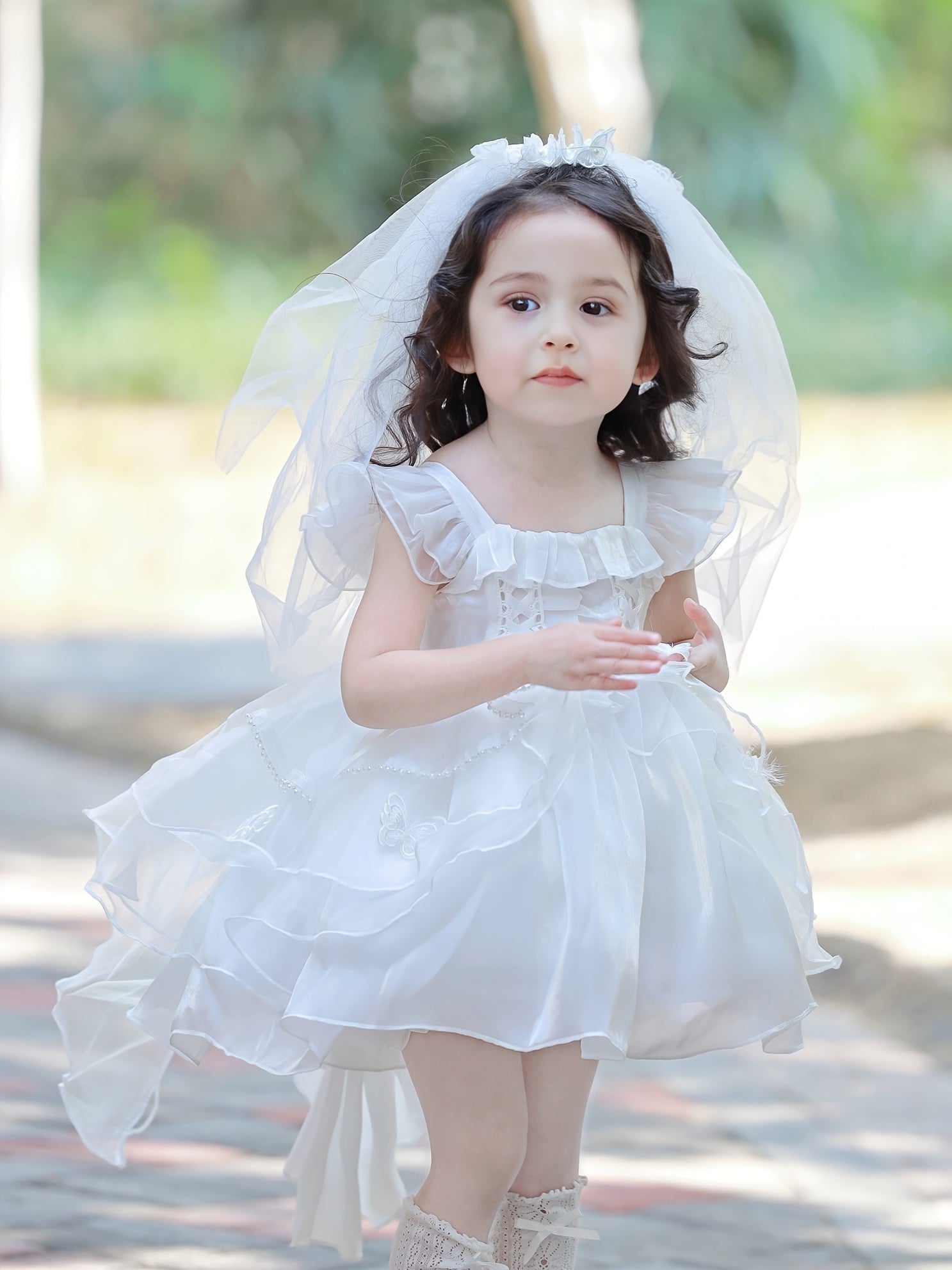 Girls Fancy Gauze Layered Puffy Dress