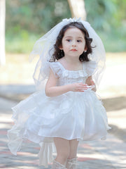 Girls Fancy Gauze Layered Puffy Dress
