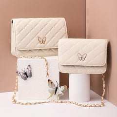 Girls Butterfly Chain Crossbody Bag Argyle Shoulder Coin Purse