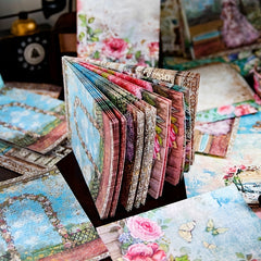 50pcs Vintage Floral Stationery Paper for DIY Crafting and Art Projects