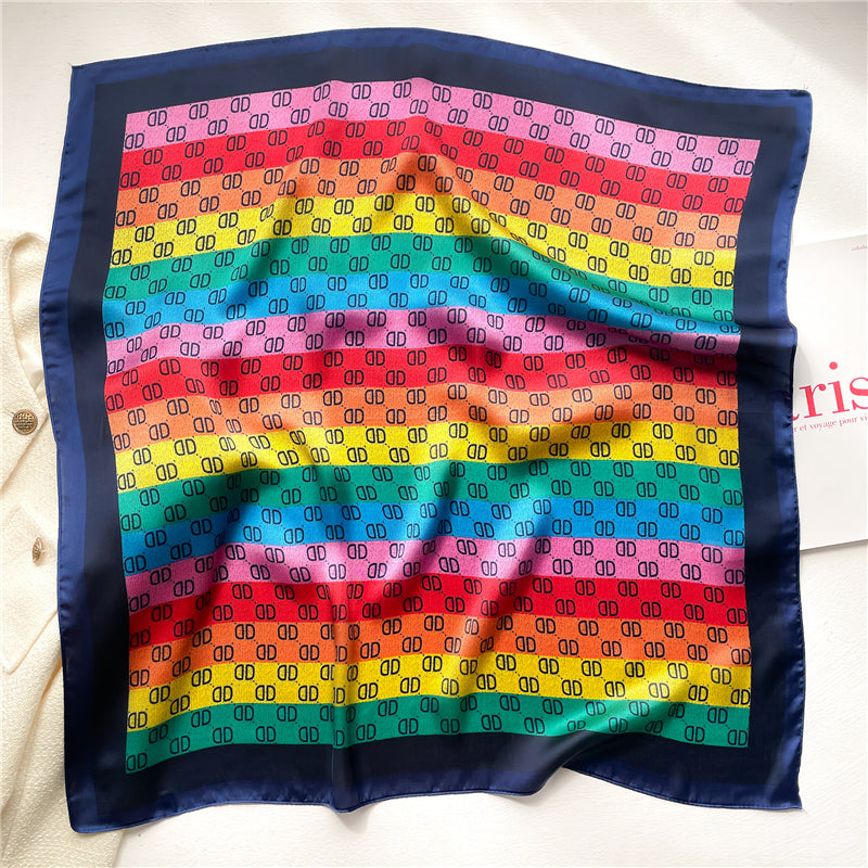 Vintage Gradient Block Alphabet Square Scarf Full Shawl Women